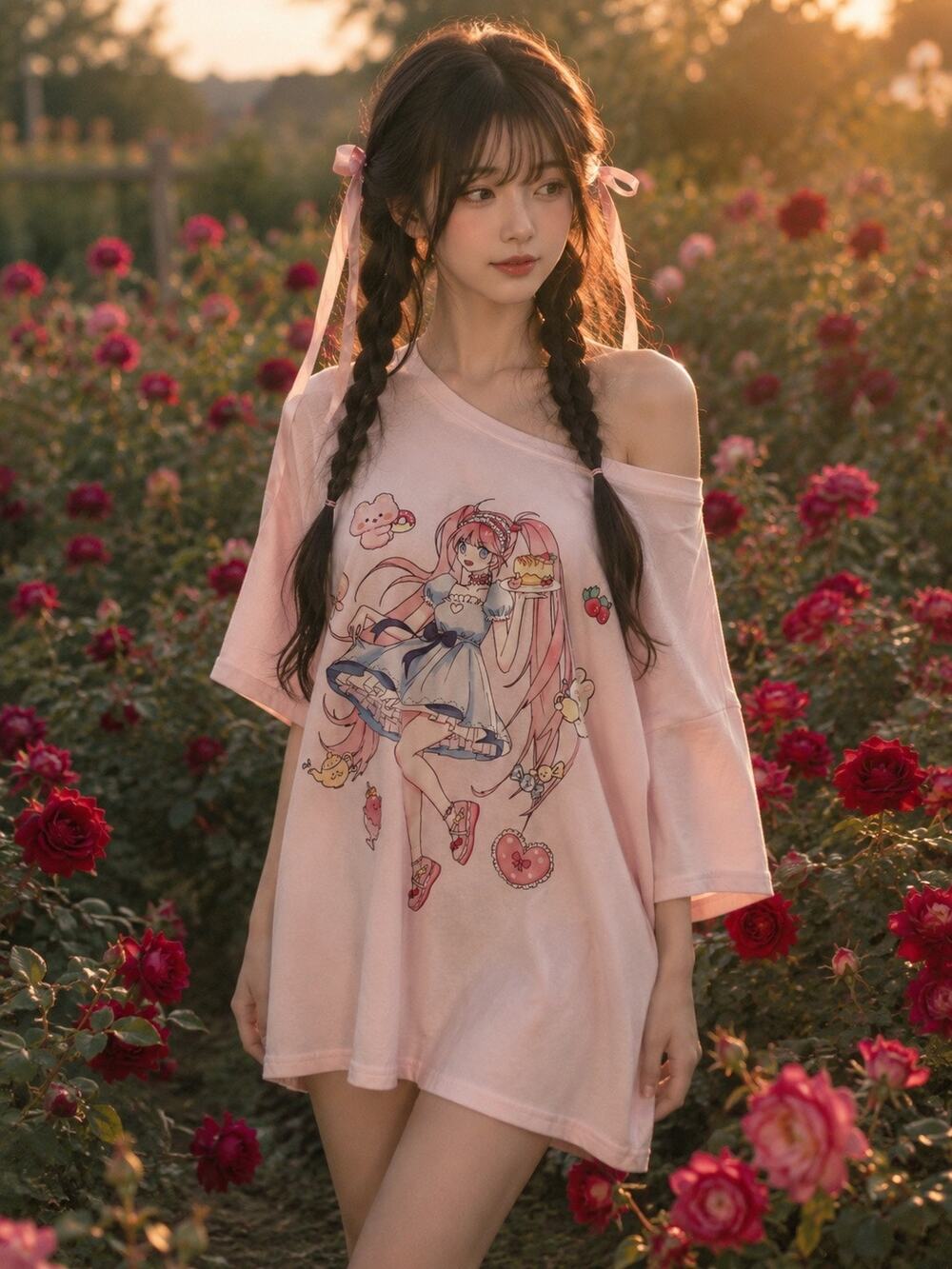 Sugar + Sakura Harajuku Kawaii Anime oversized japan cartoon girl Loose T-Shirt
